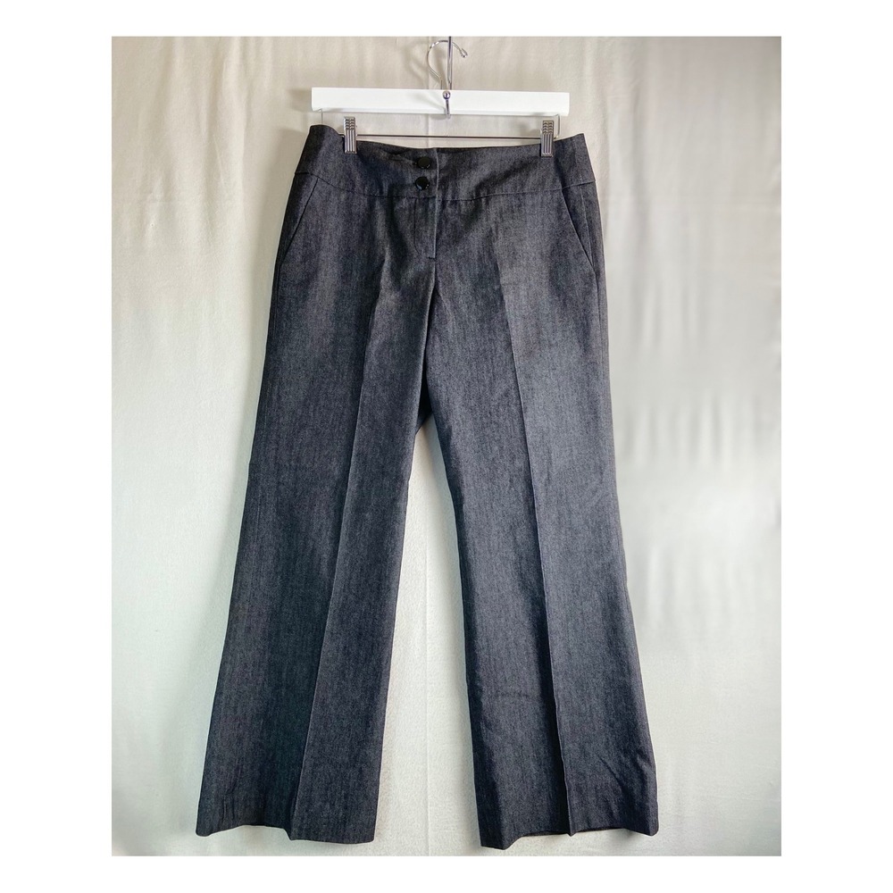 Sandro Petite Women Gray Wide Leg Trousers Cotton Blend Pants Size 10P Career